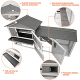 Gowoodhut Rabbit Hutch Indoor Outdoor 57 "L Bunny Hutch with Pull Out Tray,2 Story Wooden Rabbit Cage with Asphalt Roof,Guinea Pig Cage with Ventilation Doors,Ramp for Small Animals(Grey) Gowoodhut