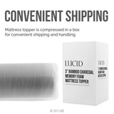 Lucid 3 Inch Ventilated Bamboo Charcoal Memory Foam Mattress Topper, CertiPUR-US Certified, Moisture and Odor Control-Full LUCID