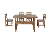 RuiSiSi Outdoor Dining Table Set for 6, Acacia Wood Patio Dining Table Set with Bench and Chairs for Balcony, Backyard, Garden, Natural RuiSiSi