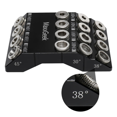 MaxxGeek Drill Guide for 30 38 45 90 Degree Angled and Straight Holes, Added 38 Degree Portable Drill Guide for Deck Stair Handrail and Horizontal Cable Wood Post （Without Drill Bit） MaxxGeek