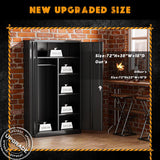 Greenvelly Metal Storage Cabinets Locker, 72" Locking Steel Storage Wardrobe Cabinet, Metal Employees Locker Clothing Coat Freestanding Wardrobe for Home Office, Garage, Gym（36" W×18" D） Greenvelly