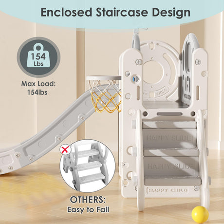 BIERUM 9 in 1 Toddler Playset with Slide, Ring Toss, Basketball Hoop and Telescope - Indoor Outdoor Toddler Playground BIERUM