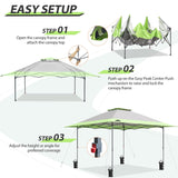 EAGLE PEAK 13x13 Straight Leg Pop Up Canopy Tent Instant Outdoor Canopy Easy Single Person Set up Folding Shelter w/Auto Extending Eaves 169 Square Feet of Shade (Gray) EAGLE PEAK