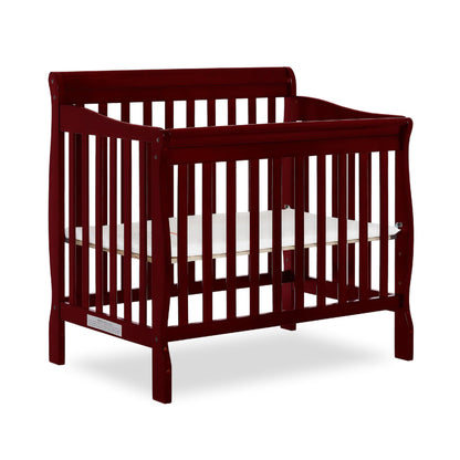 Dream On Me Aden 4-in-1 Convertible Mini Crib In Cherry, Greenguard Gold Certified, Non-Toxic Finish, New Zealand Pinewood, With 3 Mattress Height Settings - WoodArtSupply