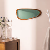 Navaris Irregular Wall Mirror - 23.6 x 9.6 in - Wooden Asymmetrical Mirror - Mid Century Abstract Design - Aesthetic Home Decor - Beechwood Frame Navaris
