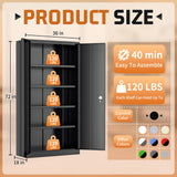 Greenvelly Metal Storage Cabinet with Lock, 72" H Black Metal Garage Storage Cabinet with Doors and 4 Shelves, Lockable Steel Tool Cabinets for Garage, Home, Office, Shop, School(36" W x 18" D) Greenvelly