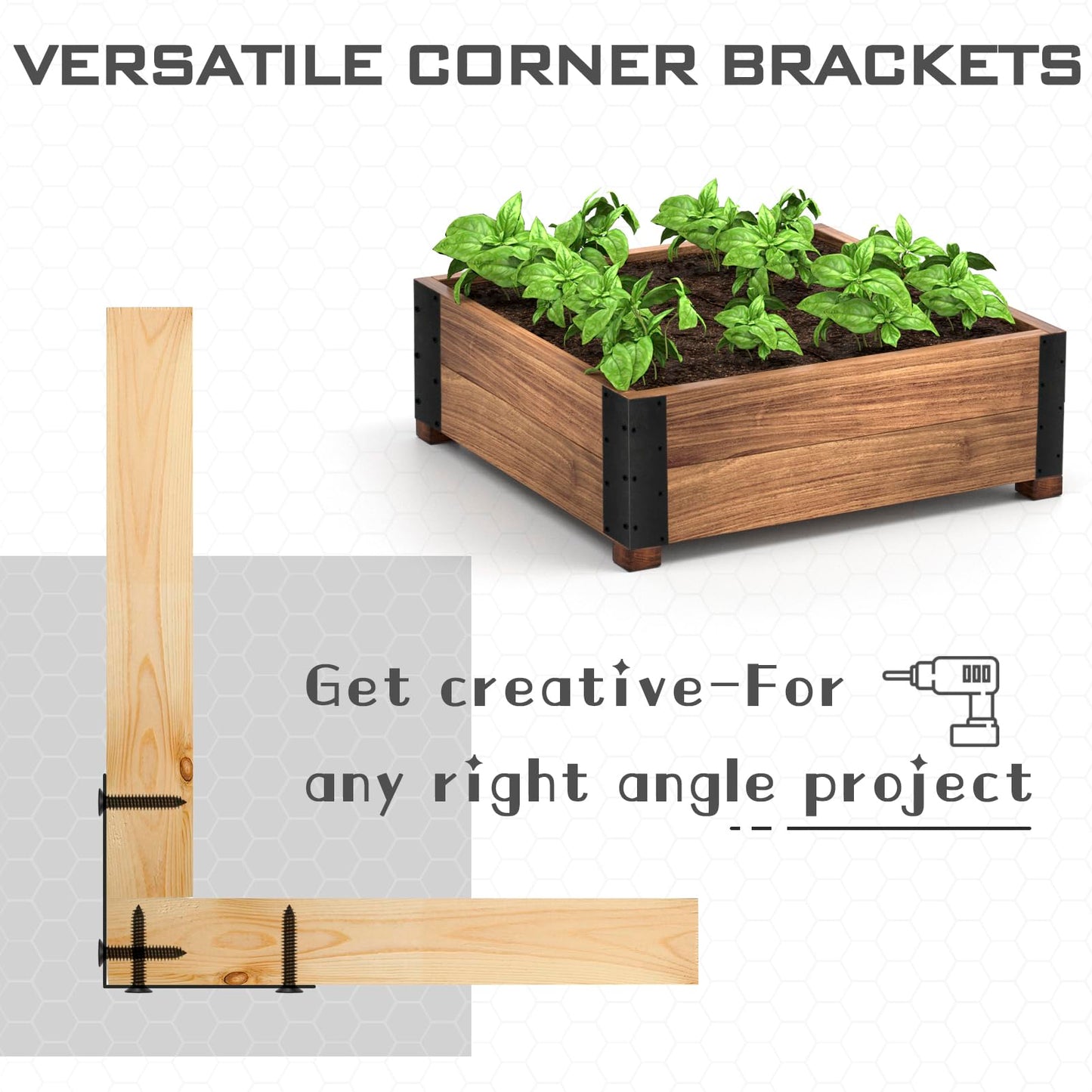 WLLEYAY Set of 8 Raised Garden Bed Corner Brackets with Wood Screws for 20"-24" Bed, Rust Resistant Raised Bed Corners Metal Connectors 11" x 3" x 3" for Vegetable Planter Garden