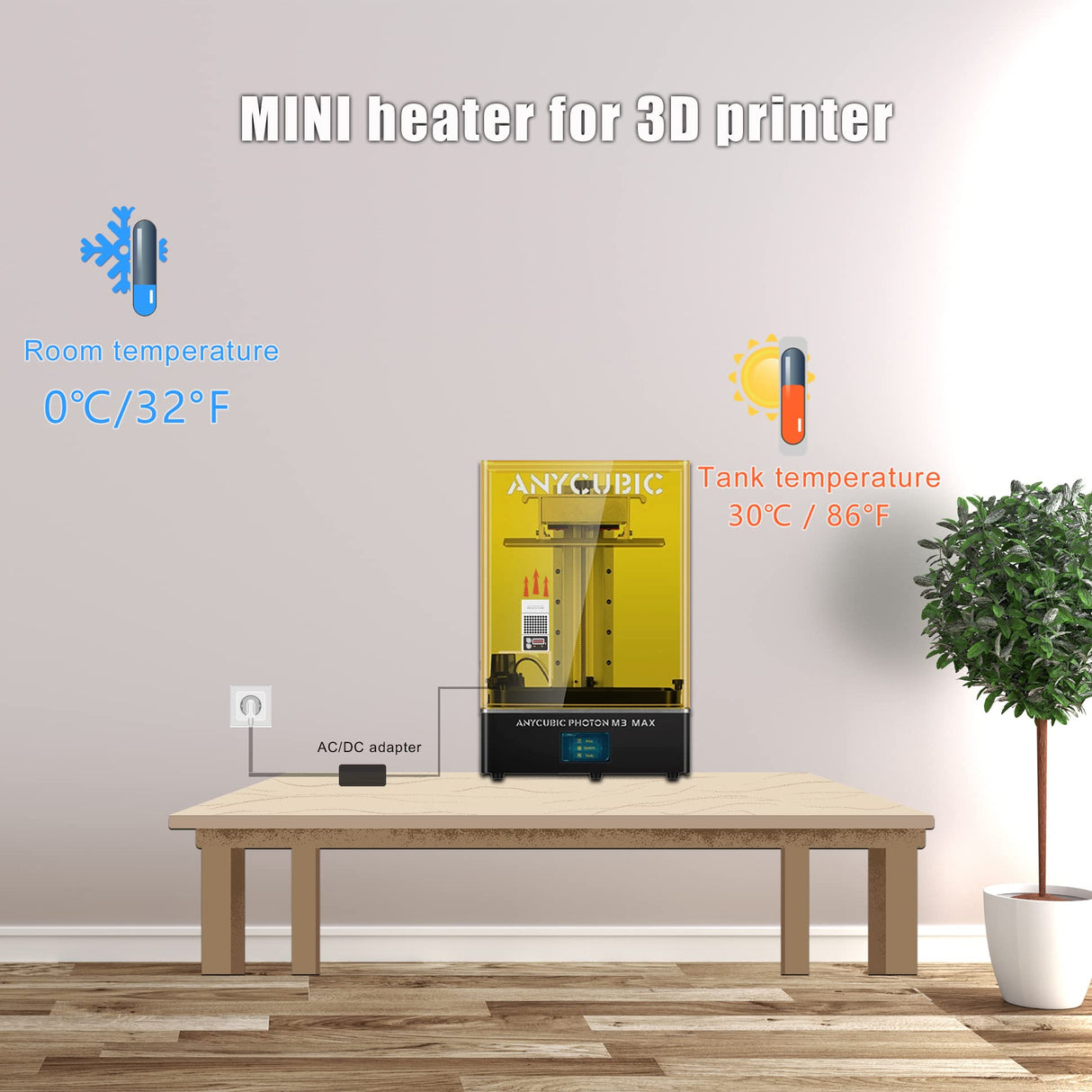 Youyoute Mini Heater for 3D Printer, Resin 3D Printer Temperature Controller Heating Thermostat Temp Control for LCD DLP 3D Printers YOUYOUTE