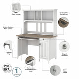 Bush Furniture Salinas Computer Desk with Hutch | Study Table with Drawers, Cabinets & Pullout Keyboard/Laptop Tray | Modern Home Office Desk in Pure White and Shiplap Gray | Work Desk with Storage Bush Business Furniture