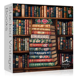 Vintage Bookshelf Puzzles for Adults 1000 Pieces, Book Flower Jigsaw Puzzle Bookshelf Library, Retro Aesthetic Puzzle Art, Difficult Challenging Hard Puzzle for Book Lovers PICKFORU