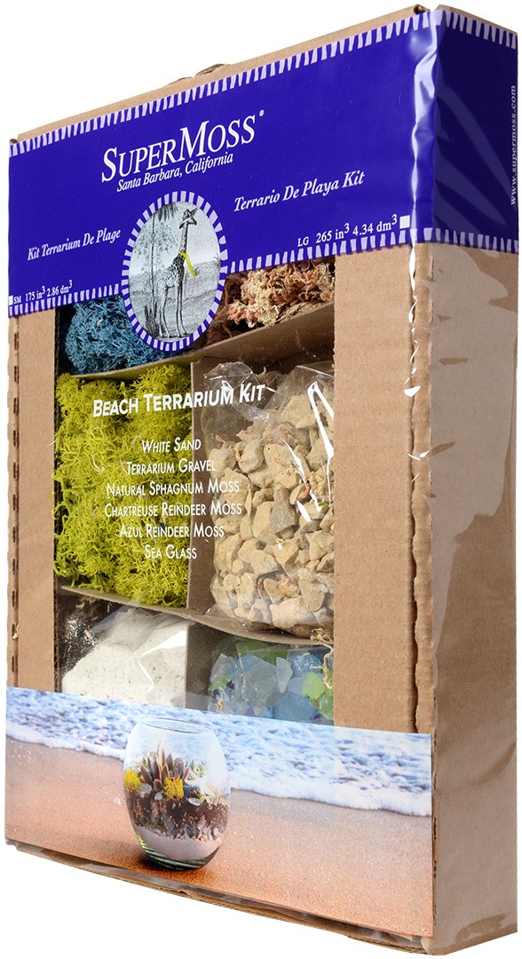 SuperMoss (90422) Beach Terrarium DIY Kit – Create Stunning Nature-Inspired Mini Gardens – Perfect for Home Decor, Office Gifts, and Plant Lovers, Appx 4 Oz SuperMoss