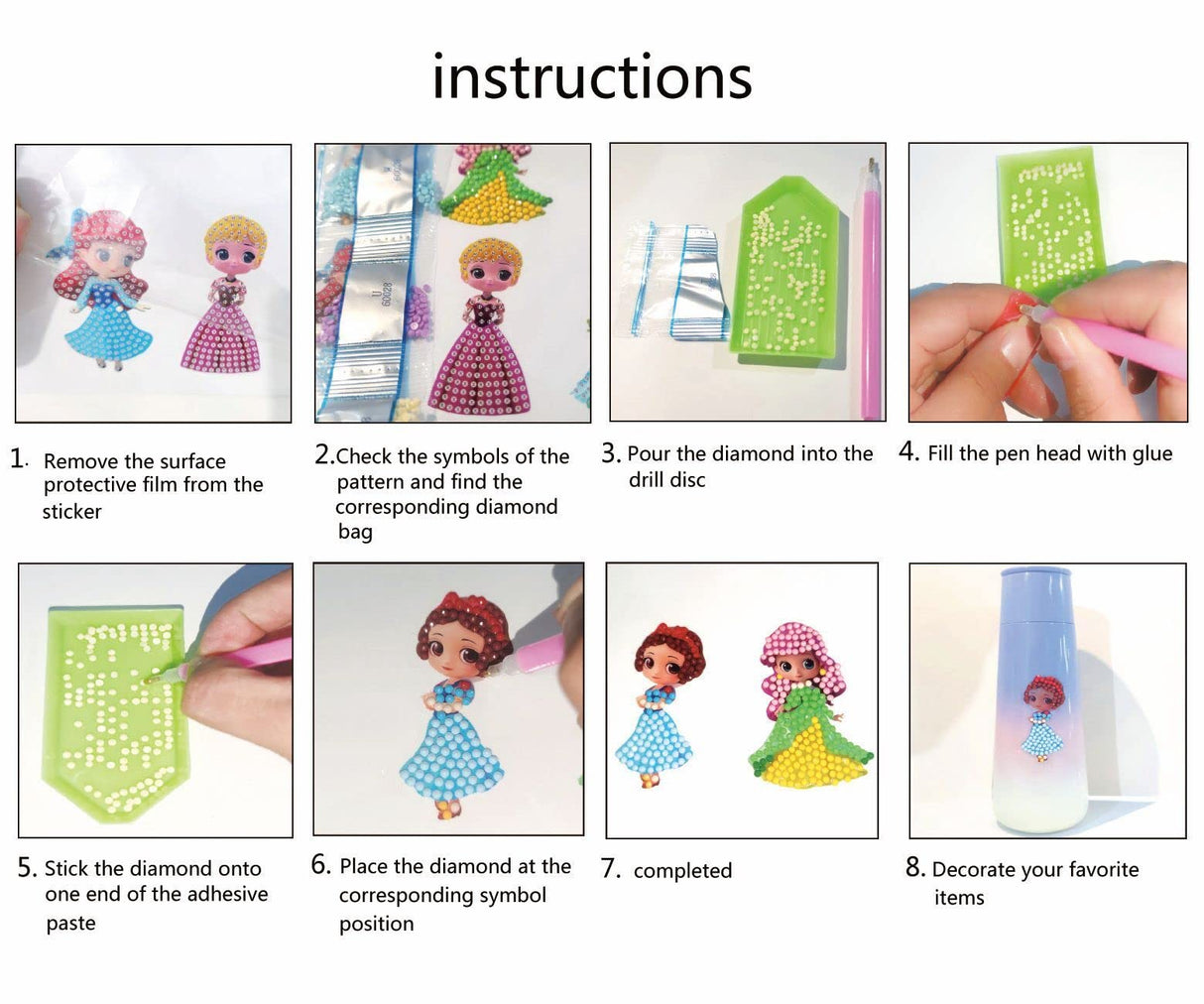 CSHYYDS Diamond Painting Kits for Kids,Diamond Art Kits for Kids Girls,Arts and Crafts for Grils Ages 4-8,6-8,8-12,12PCS Princess Gem Stickers Art Best Gifts for Grils Boys Birthday CSHYYDS