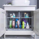 FlagShip 2 Tier Under Sink Organizers and Storage Rack Expandable Cabinet Shelf for Kitchen Bathroom Silver (17-25 inches) FlagShip