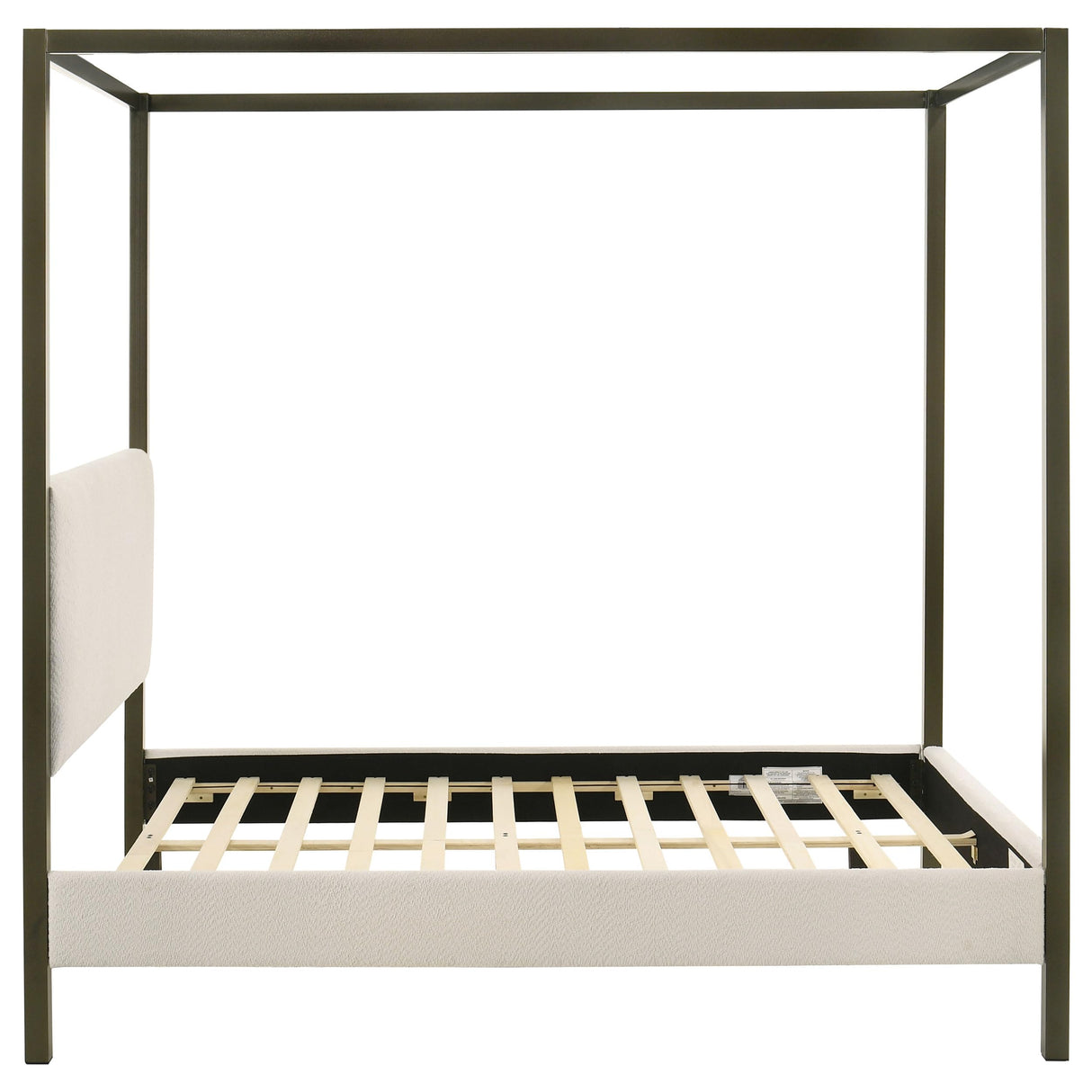 Coaster Home Furnishings - Monroe - Wood - Upholstered Canopy Bed with Four-Post Metal Frame, Padded Headboard and Transitional Style - Bedroom - Queen Size - Vanilla - 300834Q Coaster Fine Furniture