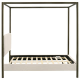 Coaster Home Furnishings - Monroe - Wood - Upholstered Canopy Bed with Four-Post Metal Frame, Padded Headboard and Transitional Style - Bedroom - Queen Size - Vanilla - 300834Q Coaster Fine Furniture
