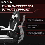 N-GEN Video Gaming Computer Chair Ergonomic Office Chair Desk Chair with Lumbar Support Flip Up Arms Adjustable Height Swivel PU Leather Executive with Wheels for Adults Women Men (White) NEO CHAIR