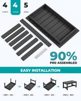 SERWALL Outdoor Coffee Table, HDPE Patio Coffee Table for Outside, Rectangle, Black SERWALL