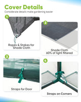 Quictent Galvanized Raised Garden Bed with Crop Cage Plant Protection Net Tent and Shade Cloth Kit Metal Planter Box Bottomless Planting Vegetables Outdoor Backyard Included T Tags Wing Nuts 8x4x1 Ft Quictent