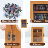 Brown Anxiety Bookshelf,Super Mini Bookshelf,Set:1 Wooden Book Display Case + 60 PCS Mini Books,Shake Away Your Anxiety,Home Study Room Office Bedroom Library Decor,Perfect for Book Lovers WodGod