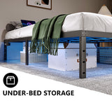 HAVONIZD Full Size Bed Frame with LED Lights & Charging Station - 14 Inch Heavy Duty Metal Platform Bed Frame No Box Spring Needed, Easy Assembly, No Noise HAVONIZD