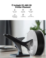 Inslogic PC-ABS Filament 1.75mm, Black Polycarbonate Filament 1.75mm Blend with ABS 1kg - Tough and Heat Resistant 1.75mm 3D Printer Polycarbonate Filament, Dimensional Accuracy +/- 0.02mm Inslogic