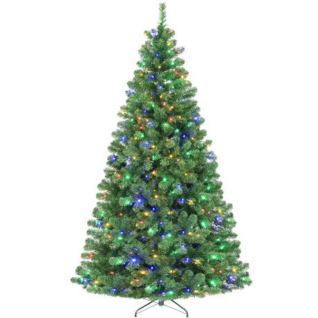 Hykolity 6 ft Prelit Artificial Christmas Tree, 551 PVC Branch Tips, 300 Color Changing LED Lights, Easy Assembly with Metal Stand and Hinged Branches, 10 Colors hykolity