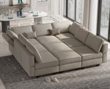 Belffin Modular Sectional Sofa with Ottomans Velvet Reversible Chaise Sleeper Bed Storage Seat Grey…, MD-S-1 Belffin