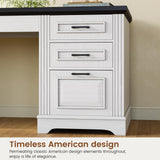 Itaar Farmhouse 55" Executive Desk, Computer Desk with Storage Drawers and Power Outlet, Home Office Desk, Workstation for Office Home, White Itaar