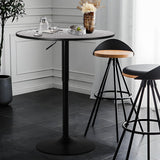 Athena Collection Modern Bar Table Round Top Height Adjustable, Tall Bistro Pub Cocktail Table Height Top and Sturdy Base, Suitable for Home Kitchen Pub Restaurant Outdoor, Silver Athena Collection