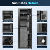 KAER 6 Rifle Gun Safe, Quick Access Large Gun Safe for Home Rifle and Pistols, Electronic Locking Heavy-Duty Gun Cabinet with Pockets and Removable Shotgun Handgun Rack & Shelf, Assembled KAER