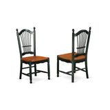 East West Furniture DOC-BCH-W Dover Dining Chairs - Slat Back Wood Seat Kitchen Chairs, Set of 2, Black & Cherry East West Furniture
