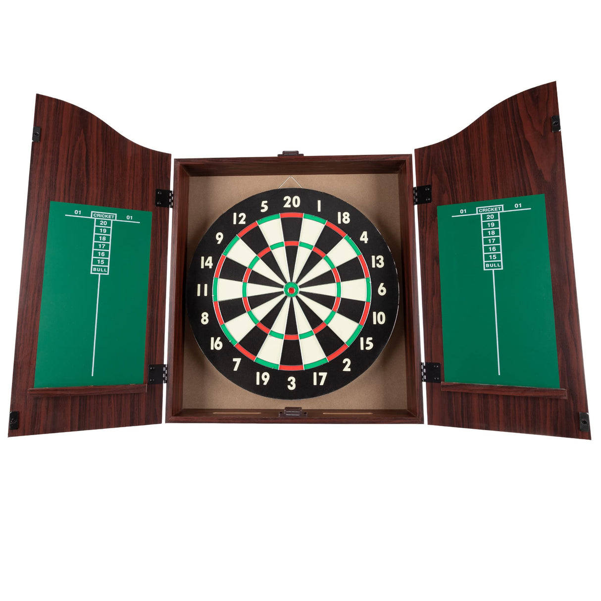 TG Dartboard Cabinet Set with Realistic Walnut Finish, brown, (15-DG910) Trademark Games