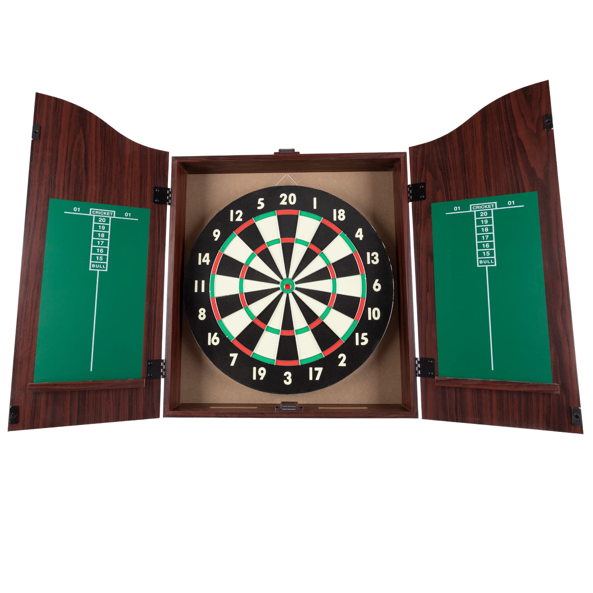 TG Dartboard Cabinet Set with Realistic Walnut Finish, brown, (15-DG910) - WoodArtSupply