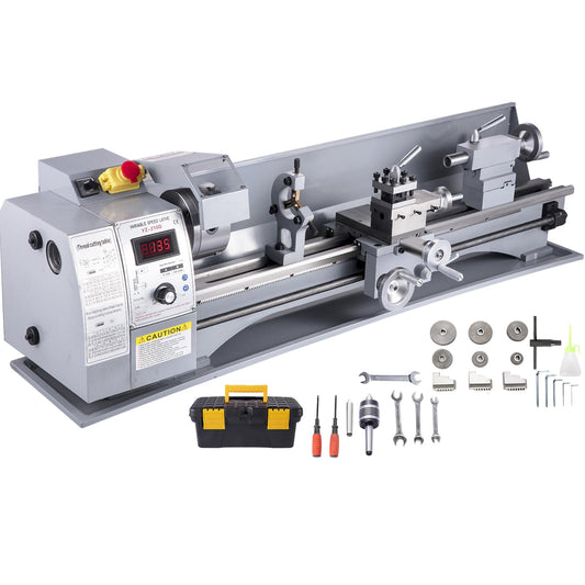 VEVOR Metal Lathe, 210x800 Mini Lathe Machine, 2500 RPM Variable Speed Change, 850W Precision Mini Lathe, Metal Working Lathe with Brushless Motor, Milling Machine for Various Metal Turning - WoodArtSupply