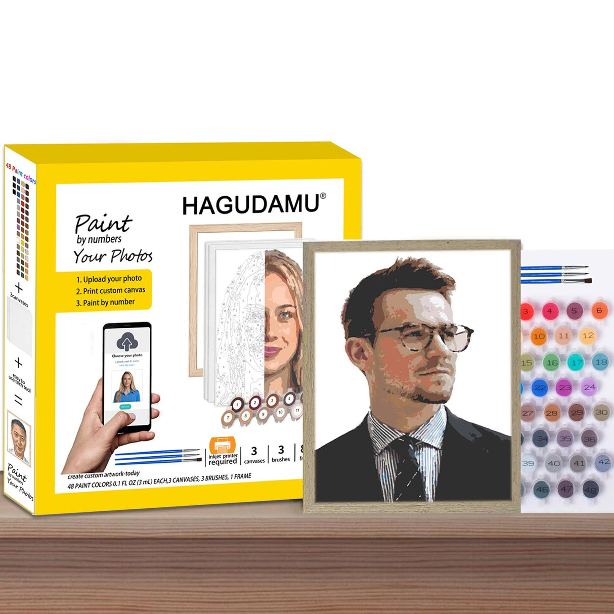 HAGUDAMU Paint by Number Kit for Adults,Portraits Deluxe Edition,Color Paint by Number Set Idea,Gift Choice for Family,Printable Canvas& with Brushes & Frame,Custom Paint by Number Technology HAGUDAMU
