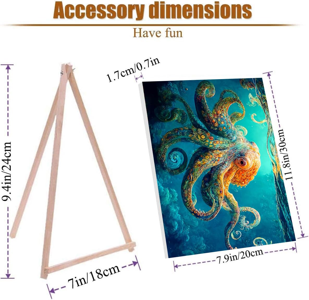 VIGEGU Paint by Numbers Kit for Adults with Framed - Octopus Paint by Number with Wooden Easel DIY Nice Box Acrylic Oil Painting,for Wall Decor 8x12inch VIGEGU