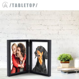 AEVETE 5x7 Picture Frames Double Hinged Wood Folding Photo Frames Vertical with Real Glass Front, Black AEVETE