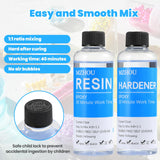 Epoxy Resin Kit, 8.45oz Hardener x1 and 8.45oz Epoxy Resin x1, Fast Curing Art Resin, Heat Resistant Resina Epoxica, Easy to Mix 1:1 Coating and Pouring Resins for Table Tops, Molds, Crafts,DIY MZHOU