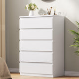 Jocoevol White 5 Drawer Dresser for Bedroom, 15" D x 23.7" W x 40.4" H in Simply Modern Chest of Drawers, Wood Storage Dresser with Deep Drawers for Living Room Hallway Entryway, White Jocoevol
