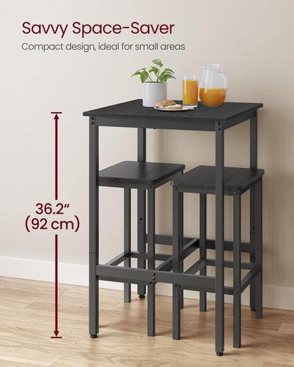 VASAGLE Compact High Top Bar Table - Stylish Ebony Black Cocktail Table for Small Spaces