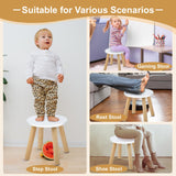 Wooden Step Stool for Kids, Children's Stool Matched Sensory Table, Children Sitting Stool with Assembled Four-Legged, Multi-Purpose Kids Chairs for Bathroom Kitchen Bedroom, Natural Anti-Slip, 2 Pack VISCOO