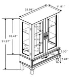 Eyisean Glass Display Cabinet, 52" H Curio Cabinet with Adjustable Shelves and Mirrored Back Panel, China Cabinet with Light Bulb inclued, Rack for Living Room Storage (White) Eyisean