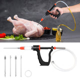 Dreyoo Marinade Injector Syringe for Smoking, Meat Injector Syringe with 3 Flow Settings, 4 Precision Needles & 33.46in Hose Ideal Meat Syringe Pump for BBQ, Smoking, Turkey and Holiday Feasts Dreyoo
