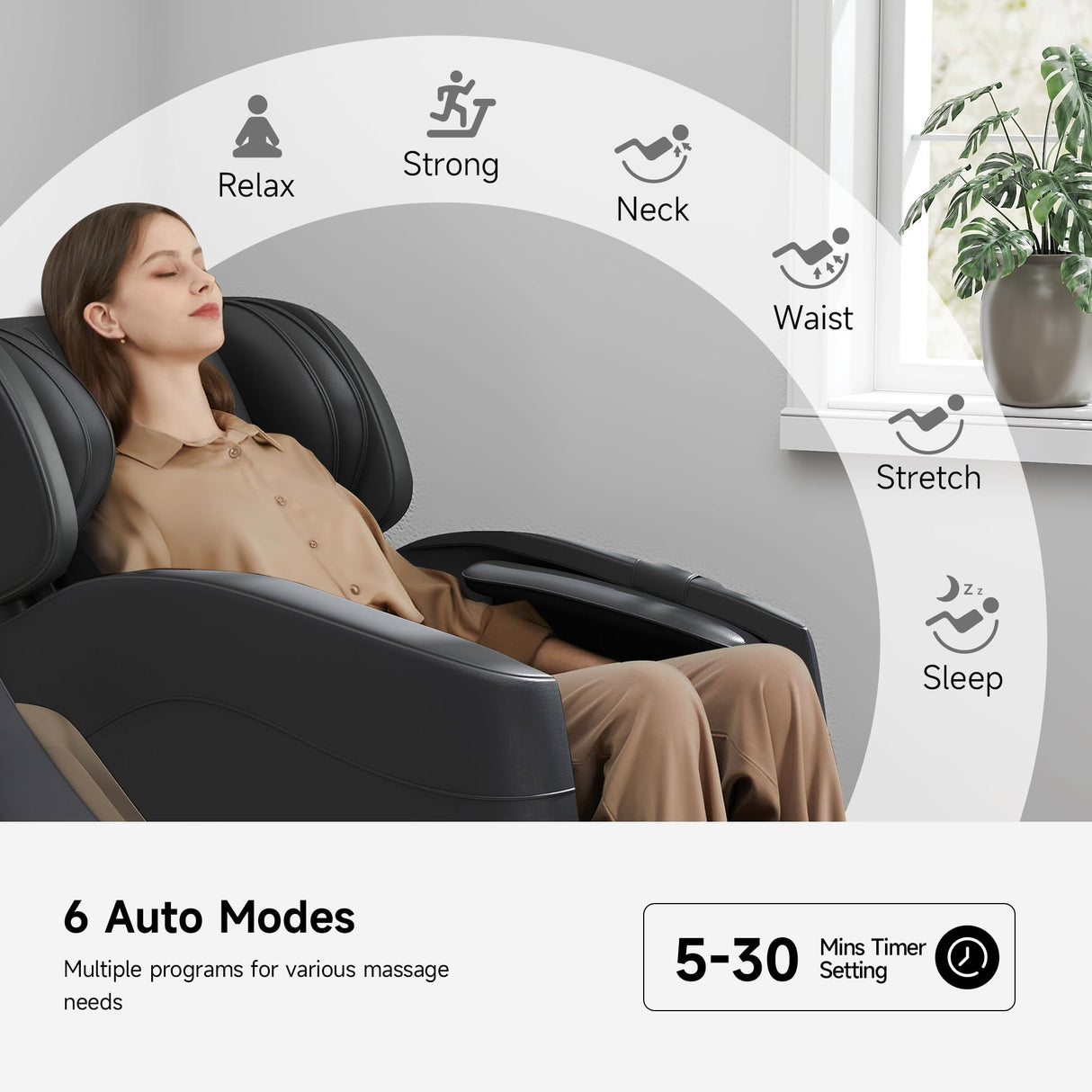 SMAGREHO 2025 Massage Chair Full Body, Zero Gravity Recliner with 6 Auto Modes, Foot Massage, Heating, Bluetooth, Black SMAGREHO