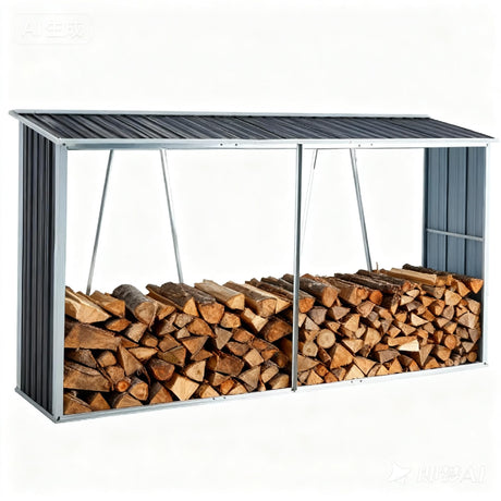 LANTRO JS Outdoor Firewood Racks 129.9", Firewood Storage Shed, Wood Sheds, Firewood Shelter, Log Holder with Roof LANTRO JS