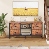 Furologee TV Stand Dresser with 4 Drawers, Small TV Console Table with Open Shelf, Entertainment Center for 50" TV, Industrial Media Center for Bedroom, Living Room, Rustic Brown Furologee