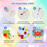 QENSPE Framed 4 Pack Paint by Numbers Kit for Kids,Cute Sea Animals Kids Paint by Number Ages 8-12,Crab and Fish DIY Acrylic Oil Painting Arts on Canvas for Children Beginner,Home Wall Decor (8x8inch) QENSPE