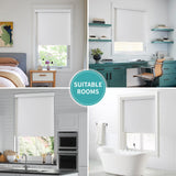 Joydeco 100% Blackout Roller Shades (Pro), Free-Stop Cordless Blinds for Windows, UV Protection, Natural Woven Blinds for Home and Office, Light-Proof Aluminum Cover (35" W x 75" H, White) Joydeco