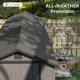 Patiowell 4x8 FT Outdoor Storage Shed with Floor & Windows, Lockable Resin Tool Shed for Garden, Backyard, Patio, and Lawn Equipment - Easy Assembly, All-Weather Protection, Gray (Fit-it Shed) Patiowell