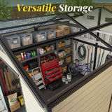 FammyLoft 8x14 FT Resin Storage Sheds Outdoor with Floor Included, Plastic Sheds & Outdoor Storage Clearance with 2 Windows and Lockable Door, Backyard Storage Sheds for Garden Tools, Brown+White FammyLoft